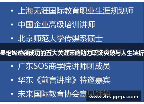 吴艳妮逆袭成功的五大关键策略助力职场突破与人生转折